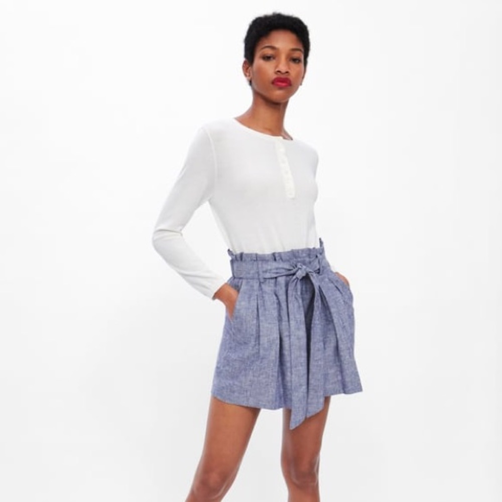 Zara Blue Paper Bag Shorts